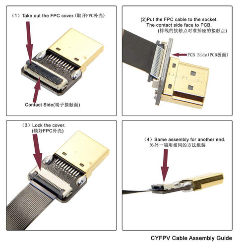 xiwai JSER-Brands CYFPV Mini HDMI Male to Micro HDMI Male Extension FPC Flat Cable 1080P for FPV HDTV Multicopter Aerial Photography (0.5M)...