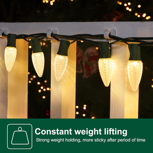 Brightown White Light Clips - Strongly Sticky with 25-Clips, 30-Stickers Christmas Light Clips, UV-Resistant Material, Decorate Damage-Free Cable ...