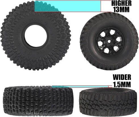 Super Soft Sticky 1.0 Wheel Tires Mud Stud Tires 68 * 25mm for TRX4M 1/18 1/24 RC Crawler Axial SCX24 FMS FCX24 RC Car Upgrade, Comes with Double ...