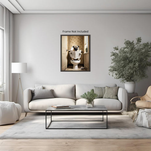 Posterizer 1 pcs-Cute funny dog-Abstract & Modern Art-Comedy Art-Gift for Men Women Entrepreneur Teens - Bathroom, restroom Decor- UNFRAMED Wall A...