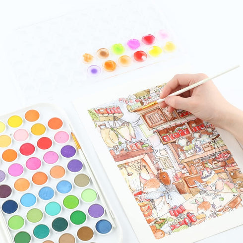 Transon 48 Colors Watercolor Paint Set with 4pcs Paint Brushes for Adults, Students, Beginners and Artists...