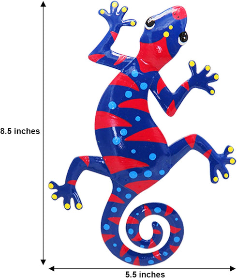 Juegoal 6 Pack Metal Gecko Wall Art Decor Inspirational Sculpture Hang Indoor Outdoor for Home Bedroom Living Room Office Garden, 9 Inches...
