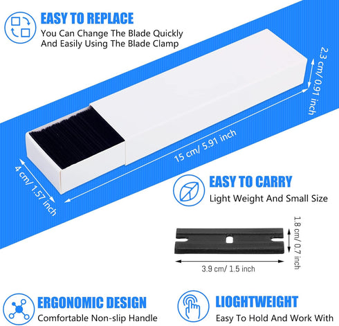 Plastic Razor Blade Scraper Blades Plastic Scraper Tools Double Edge Razor Blades with a Tip Slot Edge Blades for Removing Decals, Stickers, Clean...