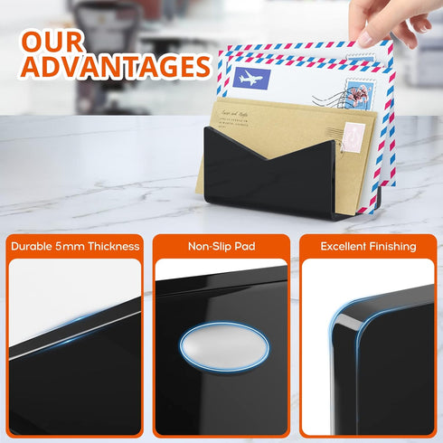 Richboom Acrylic Mail Holder, Envelope Holder for Desk Countertop Letter Holder for Home Office School (1 Section Black)...