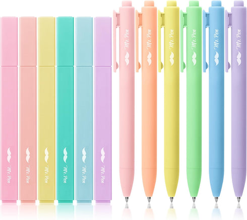 Mr. Pen- Aesthetic Highlighters and Gel Pens, 12 Pack, Pastel Color Bible Highlighters No Bleed, Colorful Ink Gel Pens Fine Point 0.7mm, Highlight...
