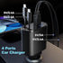 Retractable USB C Car Charger 4-in-1, 120W with 2.6ft Type C Cable, QC 3.0 & PD 3.0 Super Fast Charging for iPhone 12/13/14/15, Samsung Galaxy, iP...
