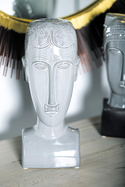 Deco 79 Ceramic People Face Sculpture, 5" x 5" x 13", Gray...