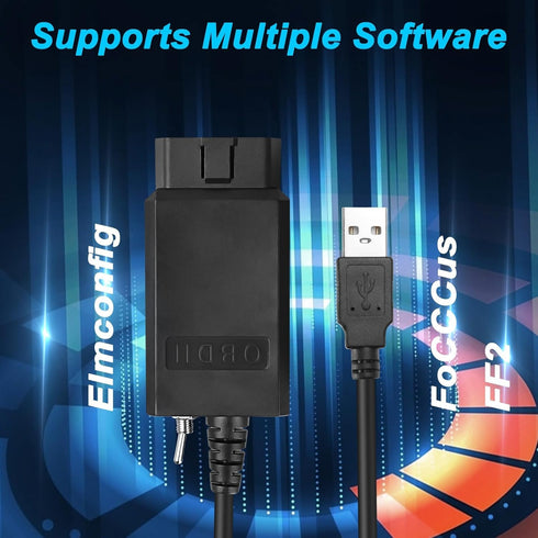XMSJSIY USB OBD2 Scanner Adapter with MS-CAN/HS-CAN Switch OBDII Diagnostic Cable Car Interface Scanner USB Connector OBD2 Code Reader Scanner Aut...