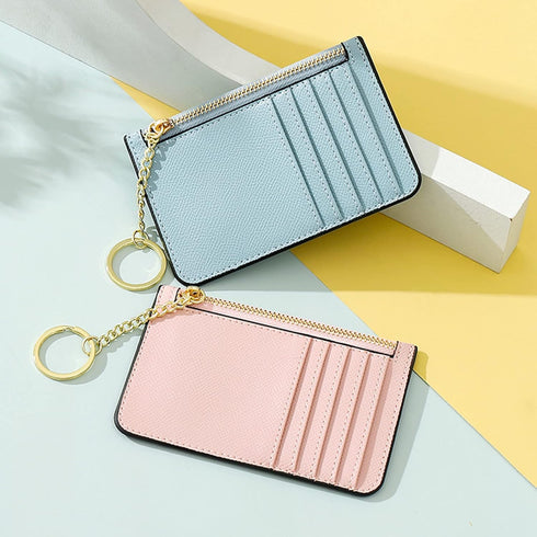Earnda Card Holder Keychain Slim Front Pocket Wallet for Women Card Case for Purse Blue...