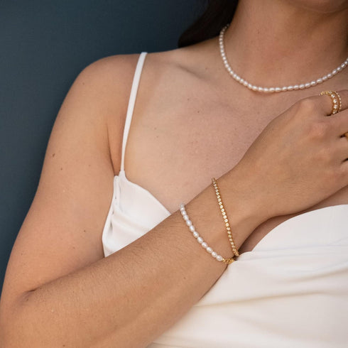 Cultured Pearl Choker Necklace 16" | 14K Gold Plated on Solid Sterling Silver Chain | Women's Freshwater Pearl Necklace Birthday Bridal Bridesmaid...