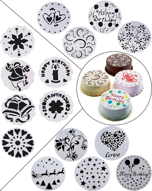 15-Pack Magnoloran Wedding Cake Stencils Cake Templates Spray Floral Cake Molds, Baking Tools, Dessert Decorating Molds...