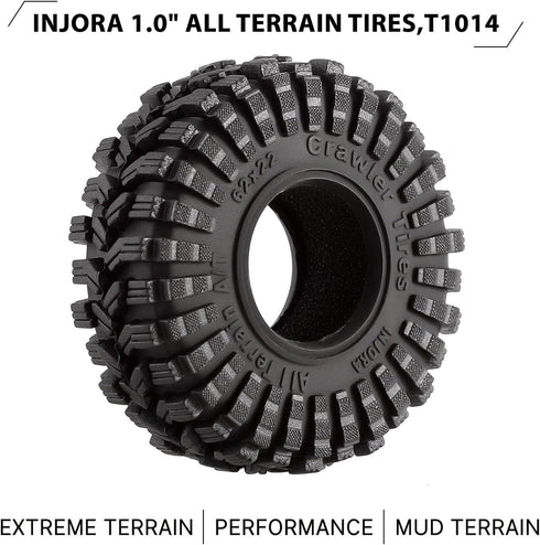 INJORA 1.0 Tires - All Terrain Super S5 King Trekker Soft Sticky Tires for 1/18 TRX4M 1/24 RC Crawler Axial SCX24 FMS FCX24 Enduro24 (T1014)...
