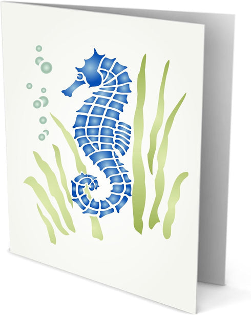 Seahorse Stencil, 6 x 6.5 inch (M) - Sea Ocean Nautical Seashore Reef Stencils for Painting Template...