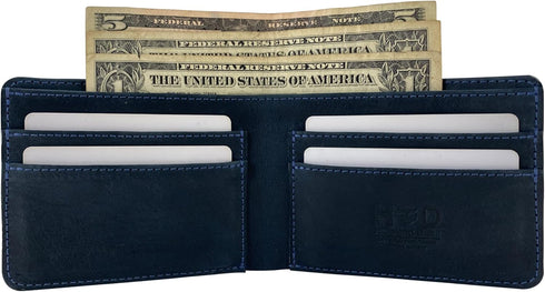 Hide & Drink, Slim Bifold Wallet, Classic Billfold for Pocket or Bag, Store Money, Cards and Cash, Travel Accessory, Full Grain Leather, Handmade,...