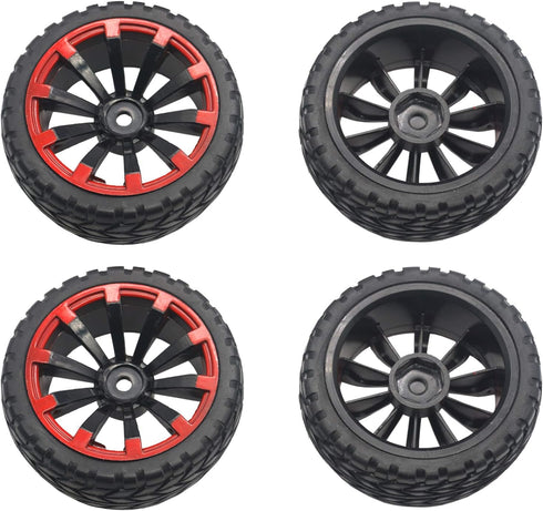 4Pack ShareGoo OD 2.55" 12mm Hex Wheel Rims & Rubber Tires Set Compatible with HSP Redcat HPI Tamiya 1/10 RC On-Road Touring Drift Car...