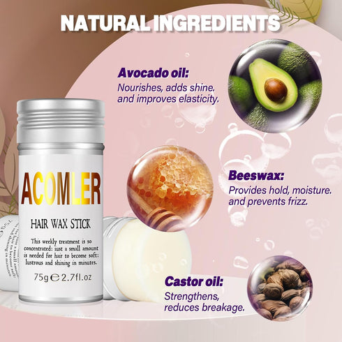 Wax Stick for Hair,Hair Wax Stick,Hair Wax Stick for Flyaways,Slick Stick for Hair Non-greasy Styling Hair Pomade Stick (Pack of 1 Silver)...