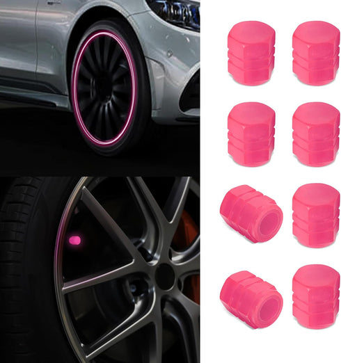 8PCS Tire Valve Caps, Tire Valve Stem Caps, Noctilucous Tire Air Caps Cover Fluorescent Glow in The Dark, Illuminated Auto Wheel Valve Stem Cap Ca...