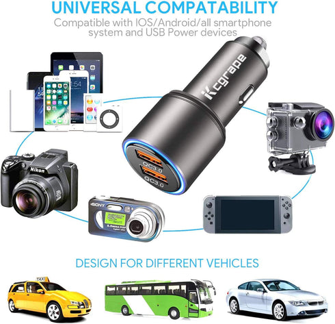 USB Car Charger,36W Dual Quick Charge 3.0 Car Adapter for Moto G Power/G Stylus 2022 2020 2021,G Fast/G Play/G100/G Pure,Edge Plus,Motorola One 5G...