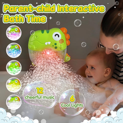 Bubble Bath Toys - Dinosaur Bath Toys with Sound & Lights, No Mold Baby Bath Toys for Toddlers, Automatic Bath Bubble Machine Bath Tub Toys Bath B...