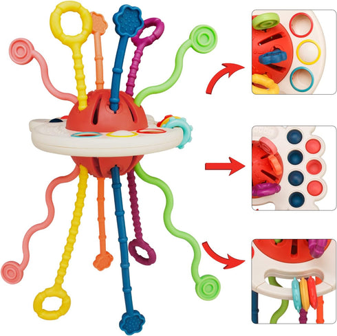 Montessori Toys, Food Grade Silicone Pull String Activitys, Developmental Pulling Teething Baby Sensory Toy, Car Seat Airplane Travel Toddler Boy ...