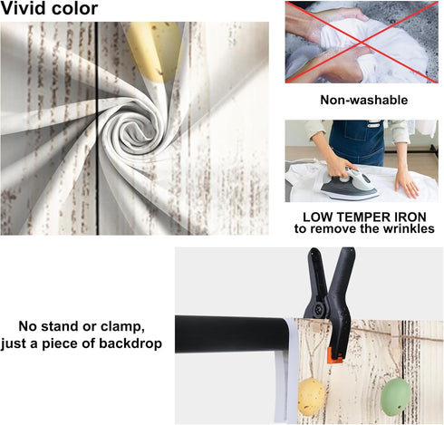 Baocicco 5x3ft Happy Easter Backdrops for Photography Colorful Easter Eggs Backdrop White Rustic Wood Board Backdrop Children Adults Photo Shootin...