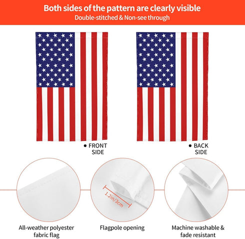 Outdoor 12x18 Inch Double Sided American Garden Flag American 4th of July Decorative Flag Fade Resistant Banner for Yard Lawn Home Decor...