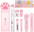 9 Pcs Cute Cat Paw Stationery Set Kawaii School Supplies Including Pencil Sharpener Retractable Eraser Correction Tape Sticky Notes Ruler Mini Sci...