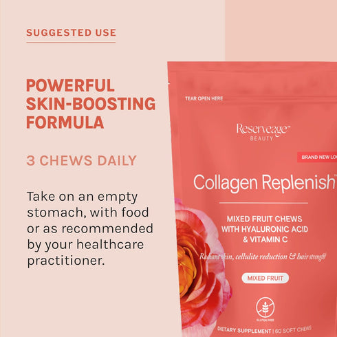 Reserveage Beauty, Collagen Replenish Chews, Supplement for Skin Care and Hair Growth, Supports Collagen and Elastin, Nail Care Supplement, 60 Sof...