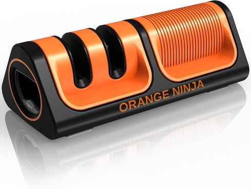 Orange Ninja Mini Knife Sharpener - Coarse & Fine Knife Sharpener, Knife Sharpening System- Knife Sharpeners for Kitchen Knives, Pocket Kitchen Kn...