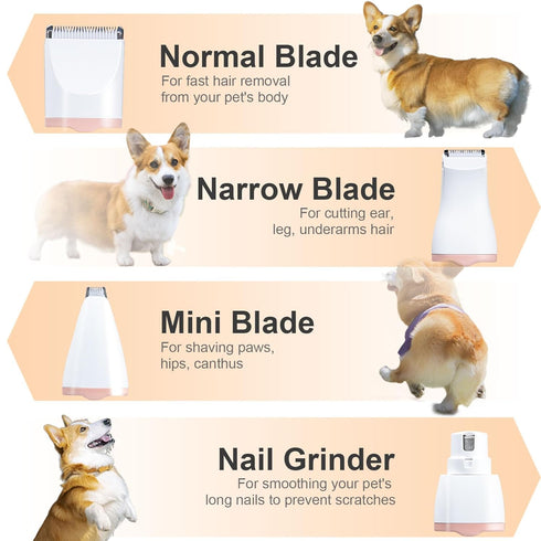 Dog Clippers for Grooming - Cordless Pet Nail Grinder for Small Dog Cat Rabbit Grooming Supplies, Low Noise Dog Clippers for Trimming Hair on Paws...