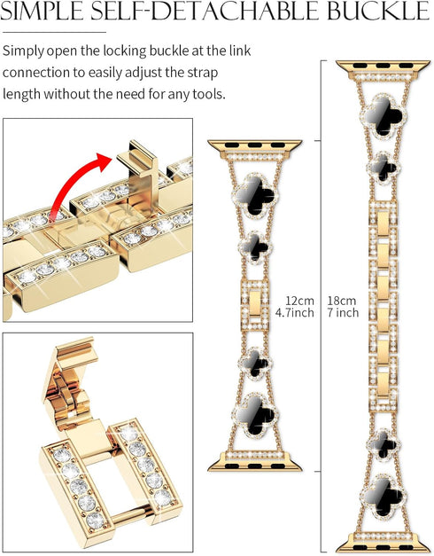 CTYBB Bling Womens Band Compatible with Apple Watch Band 40mm 41mm 38mm Series 9 8 7 6 5 4 3 2 1 SE, Sparkle Diamond Replacement Bracelet Wristban...