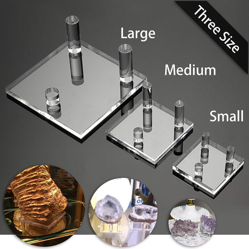 Hipiwe Clear Acrylic Display Stand - Three-Peg Display Easel Stands for Fossil Coral Geodes Rock Mineral Agate Small Collectibles, Set of 4...