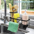 Sink Caddy Kitchen Sink Organizer, Rustproof Sponge Holder with Brush Holder and Dish Cloth Hange, Self-Draining Soap Dispenser Storage with Divid...
