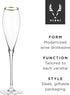 Viski Gold-Rimmed Crystal Champagne Flutes, Crystal Drinking Glasses, Stemmed Wine Martini Glass Set, Housewarming Wedding Wine Gift - Set of 2, 8...