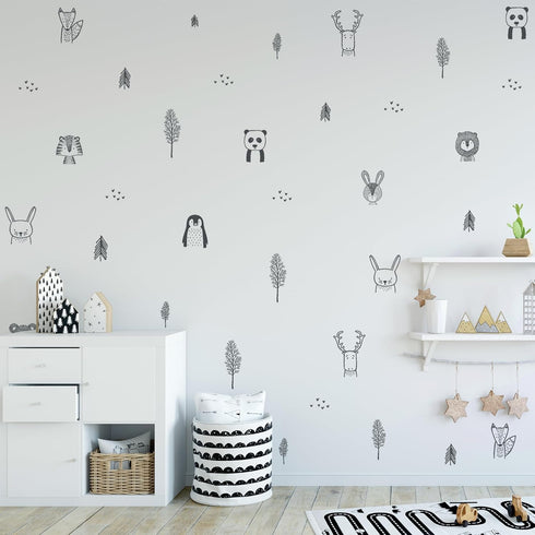 Stylish Animal Wall Stickers - Nursery, Toddler, Kids Jungle Wall Stickers with Adorable Safari Animal Designs. Easy to Apply Baby Wall Stickers. ...
