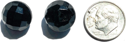 12 Jet Glass Black Buttons Ball Style Faceted Set 14mm for,Blouses, Shirts Etc (1/2'')...