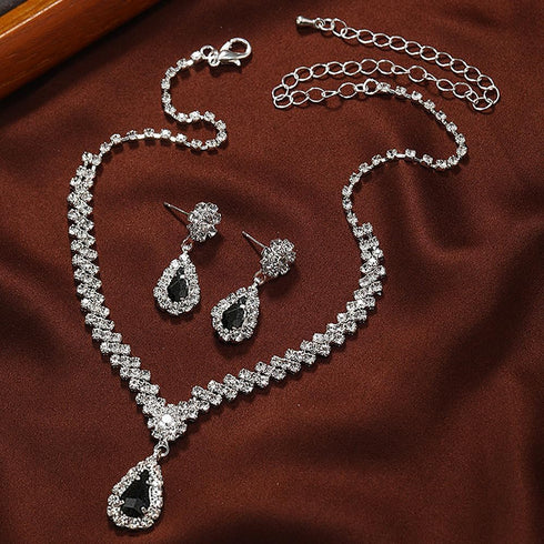 YOOESTORES82 Rhinestone Wedding Jewelry Sets for Women Bridal,Glitter Crystal Teardrop Statement Prom Earrings Necklace Party Costume Jewelry Sets...