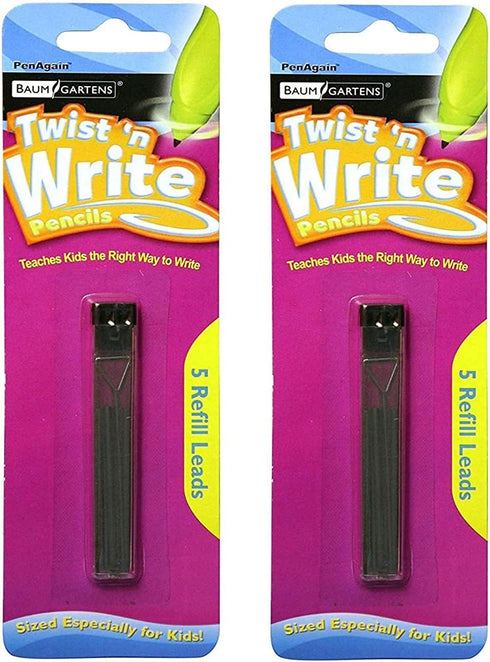 PenAgain Twist 'n Write Pencil Assorted Colors 4 Count (00071) Bundle with 10 Count Refills...