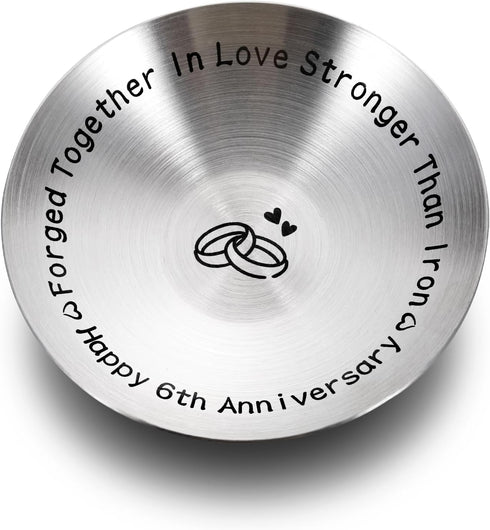 6th Anniversary Iron Gifts for Her Him Anniversary Wedding Gifts for Women Men 6 Year Wedding Anniversary Decoration for Wife Husband 4" Ring Hold...