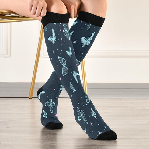 Pretty Butterfly Compression Socks for Women Men,Knee High Stockings for Athletic Sports,Running,Travel (20-30mmHg), C06S20017...