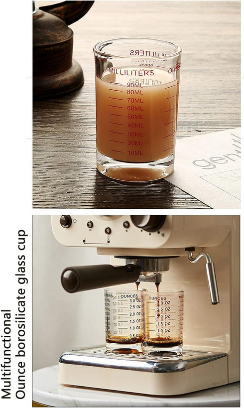 Shot Glass Measuring Cup 3 Ounce/90ML Liquid Heavy High Espresso Glass Cup 2 pcs by TIYOORTA (Red 90ML 2PCS)...