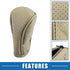Car Shift Knob Cover Universal Vehicle Interior Shift Gear Cover Trim Accessories Zipper Style Decorative Faux Leather Beige...