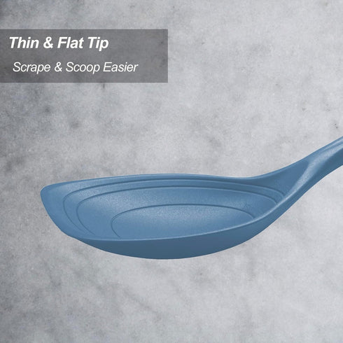 2 Pack Large Silicone Cooking Spoon, Non-Stick Slotted and Solid Spoon set with Deep Bolw- Measurement Mark for Mixing, Serving, Scooping, Scrapin...