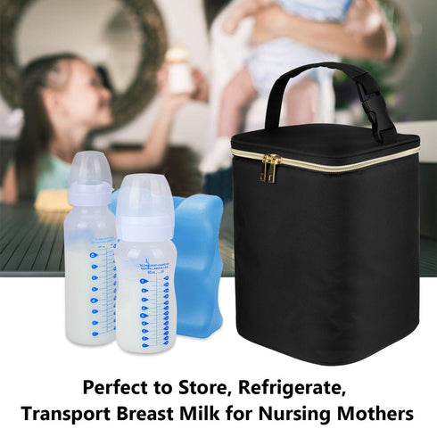 Teamoy Breastmilk Cooler Bag, Baby Bottles Bag for up to 4 Large 9 Ounce Bottles, Perfect for Working Mom Mother, (Bag ONLY), Black...