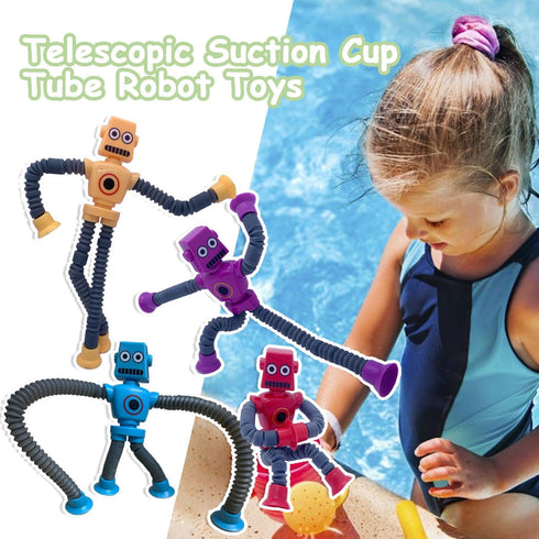 Pop Tubes Robot Fidget Toys 12 Packs Telescopic Suction Cup Stretchy Robots Toys Autism Sensory Shape Changing Toys for Toddlers Kids Party Favors...