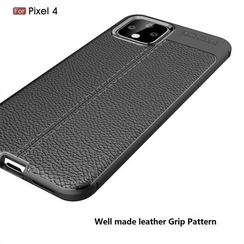 Case Compatible with Google Pixel 4 Case, Leather Texture Design Cover Anti-Scratch Shock Absorption Case for Google Pixel 4 (Black)...
