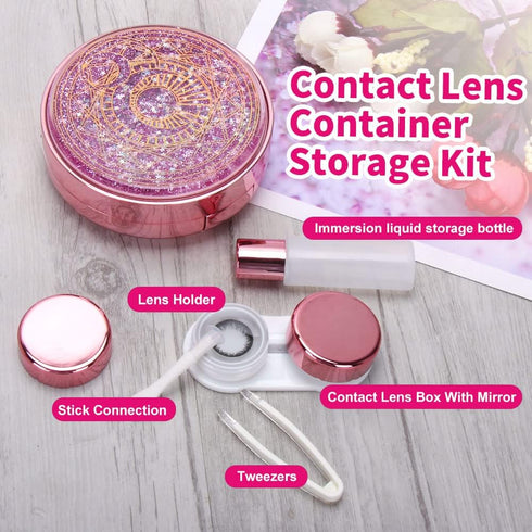 Contact Lens Case, Bling Stars Cute Contact Lenses Holder Travel Kit with Remover Tool Tweezers Solution Bottle Mirror Portable Contacts Storage C...