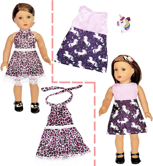 18 inch Doll Clothes and Accessories fit American 18'' Dolls - Including 10 Complete Set of 18 inch American Doll Clothes Outfits Dress with Unico...