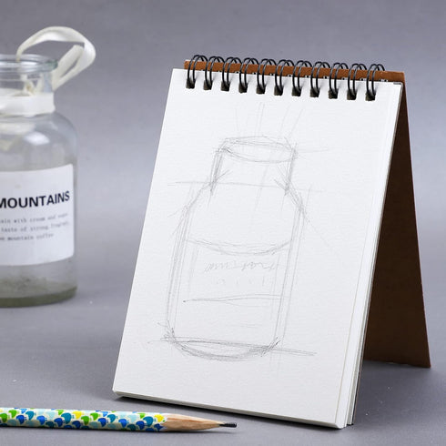 AB Max Sketchbook A6 - Wirebound Notebook Manuscript Shorthand Pad with Kraft Cover Cartridge Paper for Art Drawing Diary Letter Memo Writing...