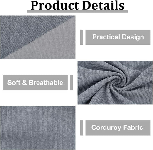 BENECREAT Dark Gray Corduroy Fabric, 39x61 Inch DIY Sewing Crafts Materials Corduroy Upholstery Fabric for Sewing Coat Shirt Dress Pants Costume S...